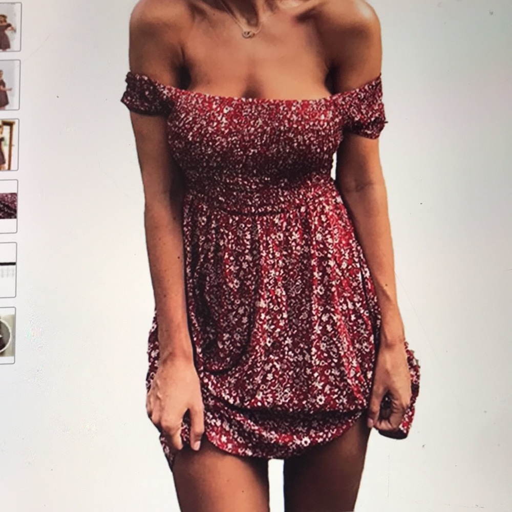 BerryGo | Women’s Vintage Off Shoulder High Waist Floral Mini Beach Dress | XL